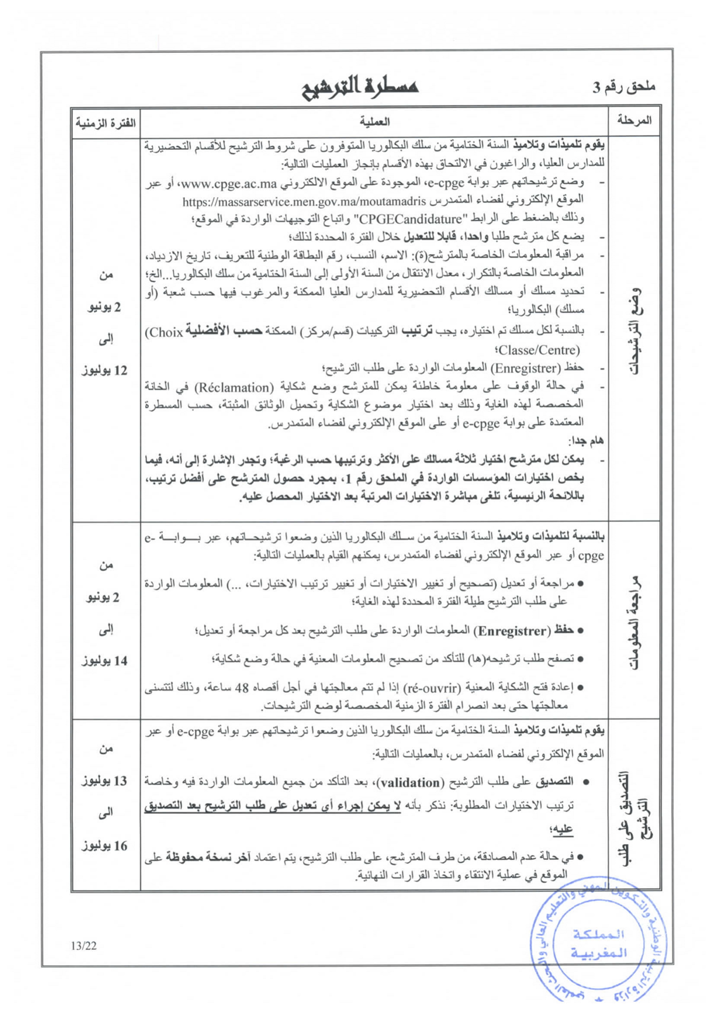 مذكرة في شأن الاتحاق بالأقسام التحضيرية للمدارس العليا 2020/2021