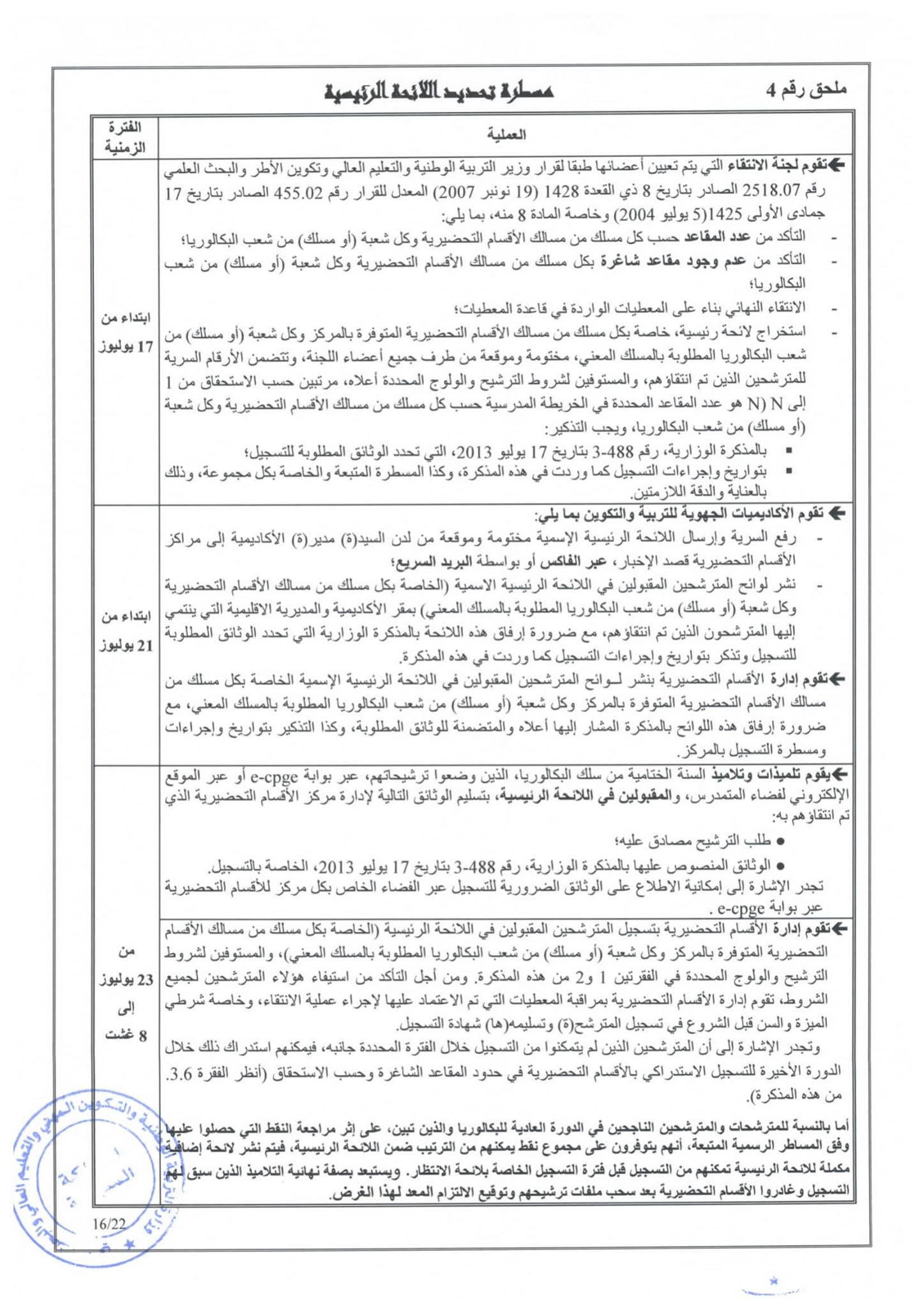 مذكرة في شأن الاتحاق بالأقسام التحضيرية للمدارس العليا 2020/2021